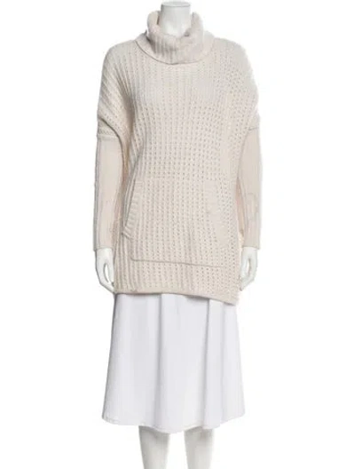 Pre-owned Autumn Cashmere Cashmere Turtleneck Sweater In White