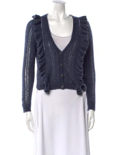 Pre-owned Autumn Cashmere Cashmere V-neck Sweater In Blue