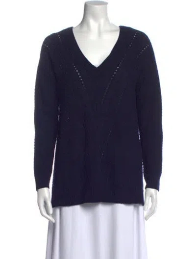 Pre-owned Autumn Cashmere Cashmere V-neck Sweater In Blue
