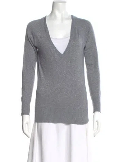 Pre-owned Autumn Cashmere Cashmere V-neck Sweater In Gray