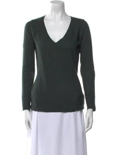Pre-owned Autumn Cashmere Cashmere V-neck Sweater In Green