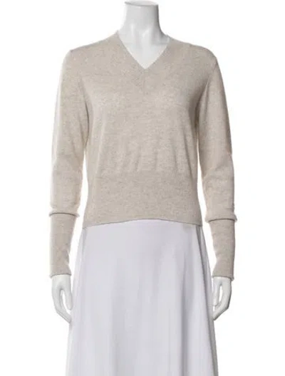 Pre-owned Autumn Cashmere Cashmere V-neck Sweater In Neutrals