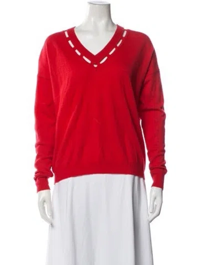 Pre-owned Autumn Cashmere Cashmere V-neck Sweater In Red