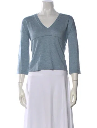 Pre-owned Autumn Cashmere Cashmere V-neck Sweater W/ Tags In Blue