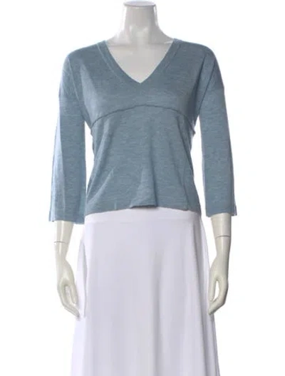Pre-owned Autumn Cashmere Cashmere V-neck Sweater W/ Tags In Blue