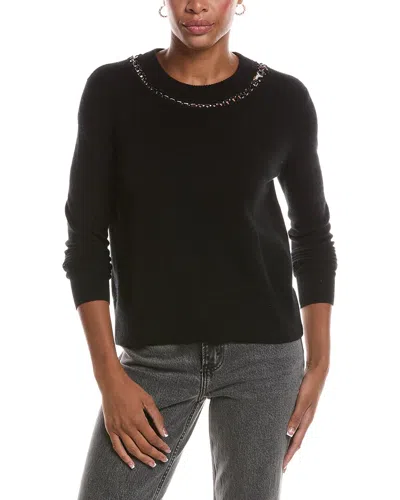 Autumn Cashmere Chain Crewneck Cashmere Sweater In Black