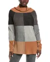 Autumn Cashmere Checkerboard Funnel Cashmere & Wool-blend Tunic In Gray