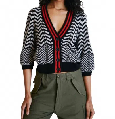 Autumn Cashmere Chevron Stitch Cardigan In Black Combo In Multi