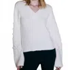 Autumn Cashmere Chunky Pointelle With Popcorn Stitch Sleeves Sweater In Confetti In White