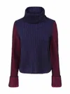 Autumn Cashmere Color Blocked Cuffed Turtleneck In Ebony Brights In Multi
