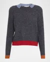 Autumn Cashmere Colorblock Crewneck Cashmere-silk Sweater In Gray