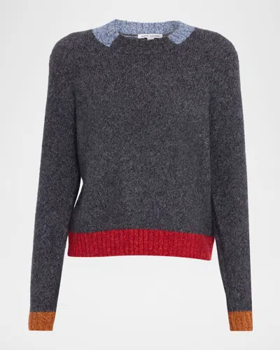 Autumn Cashmere Colorblock Crewneck Cashmere-silk Sweater In Gray