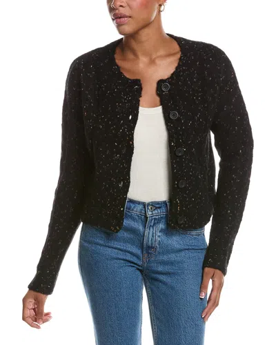 Autumn Cashmere Confetti Cable Boxy Wool & Alpaca-blend Cardigan In Black
