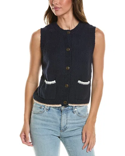 Autumn Cashmere Contrast Knit Vest In Blue