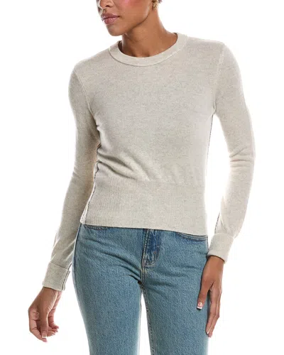 Autumn Cashmere Contrast Side Seam Crewneck Cashmere Sweater In White