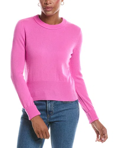 Autumn Cashmere Contrast Side Seam Crewneck Cashmere Sweater In Pink