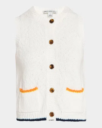 Autumn Cashmere Contrast-trim Knit Cotton Vest In White Combo