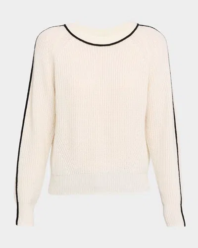 Autumn Cashmere Contrast-trim Shaker Stitch Cashmere Sweater In Neutral