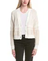 Autumn Cashmere Cotton By  2-tone Jacquard Cropped V-neck Cardigan In White