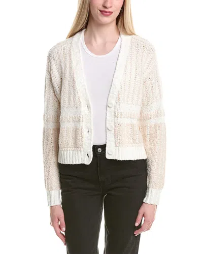 Autumn Cashmere Cotton By  2-tone Jacquard Cropped V-neck Cardigan In White