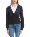 Autumn Cashmere Cotton By  Gradient Puff Sleeve Cardigan In Blue