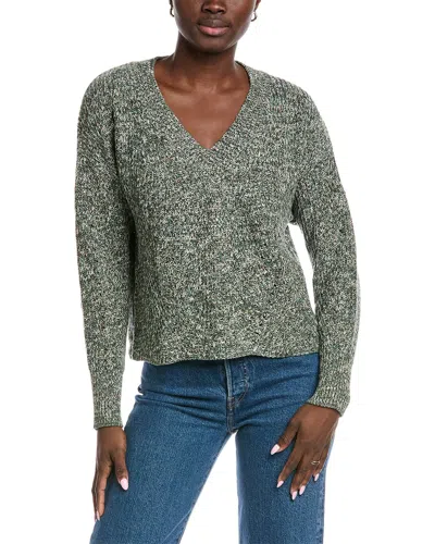 Autumn Cashmere Cotton By  Marled Shaker V-neck Sweater In Green