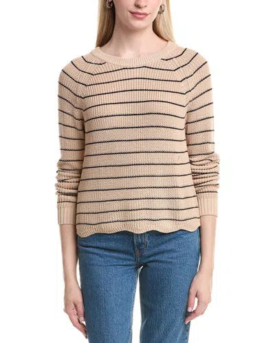 Autumn Cashmere Cotton By  Striped Shaker Rib Sweater In Gold