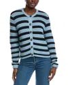 Autumn Cashmere Button-down Striped Knit Jacket In Blue
