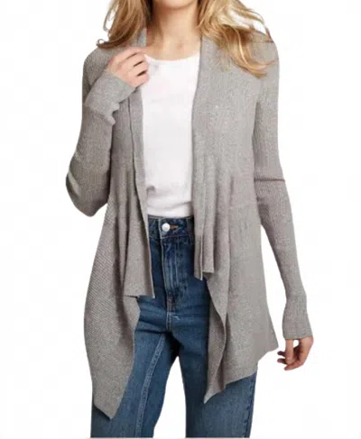 Autumn Cashmere Cotton Rib Drape Cardigan In Sweatshirt Gray