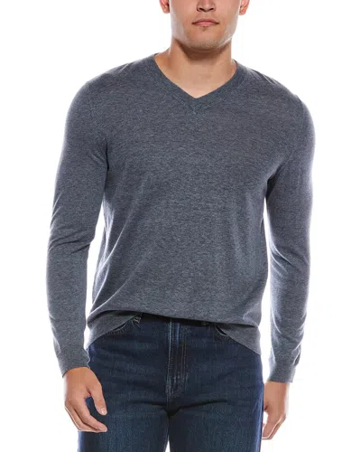 Autumn Cashmere Coverstitch V-neck Sweater In Blue