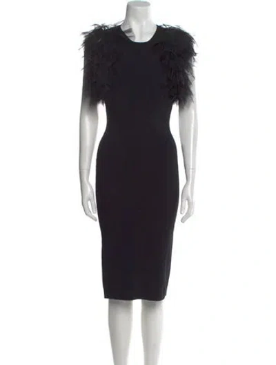 Pre-owned Autumn Cashmere Crew Neck Midi Length Dress In Black