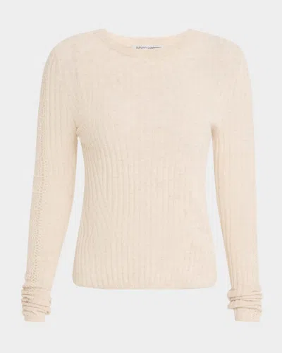 Autumn Cashmere Crewneck Crochet-insert Cashmere Sweater In Mojave