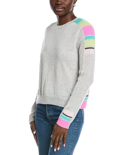 Autumn Cashmere Cropped Athletic Stripe Rib Cashmere Sweater In Gray