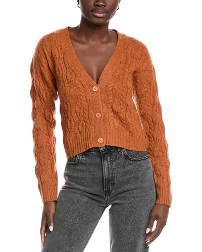 Autumn Cashmere Cropped Cable V-neck Cashmere Cardigan In Orange