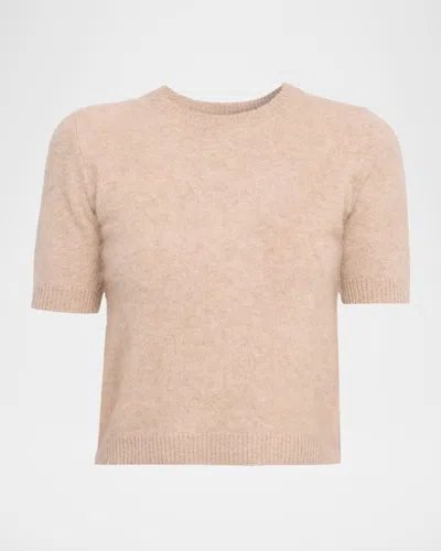 Autumn Cashmere Cropped Fuzzy Crewneck Sweater In Pink