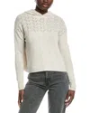 Autumn Cashmere Cropped Pointelle Yoke Cashmere Hoodie In Neutral