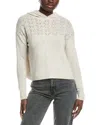 Autumn Cashmere Cropped Pointelle Yoke Cashmere Hoodie In White
