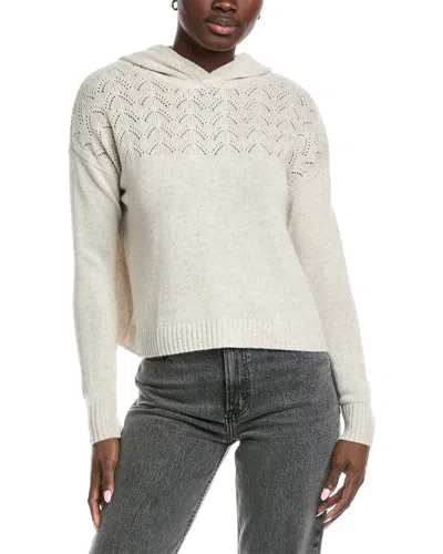 AUTUMN CASHMERE CROPPED POINTELLE YOKE CASHMERE HOODIE