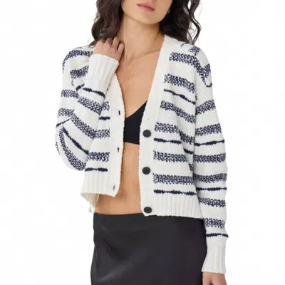 Autumn Cashmere Cropped V Neck Cardigan In White/navy
