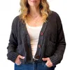 Autumn Cashmere Cropped V Neck Cardigan W/ Pockets In Charcoal In Gray