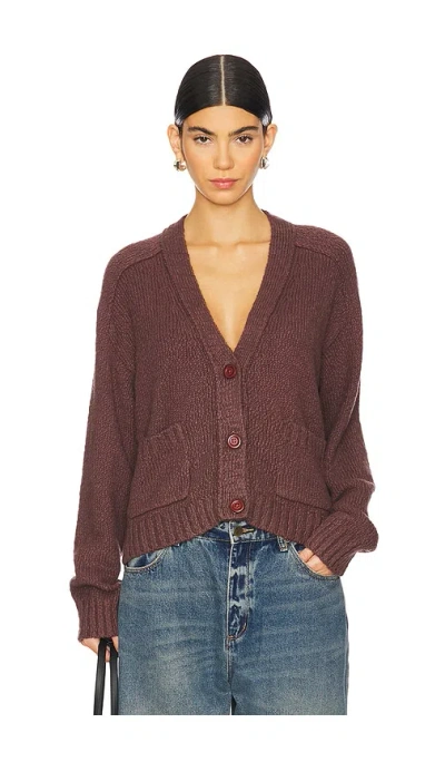 Autumn Cashmere Cropped V Neck Cardigan With Pockets In Mauve