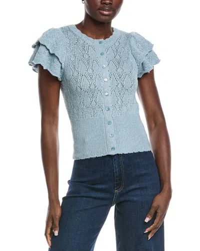 Autumn Cashmere Diamond Pointelle Top In Blue