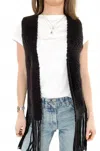 Autumn Cashmere Diamond Stitch Fringe Vest In Black In Black