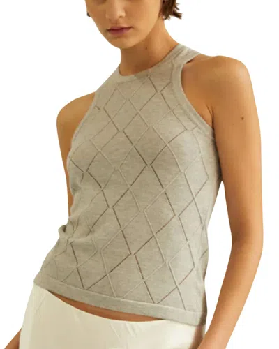 Autumn Cashmere Diamond Stitch Tank In Greige In Grey