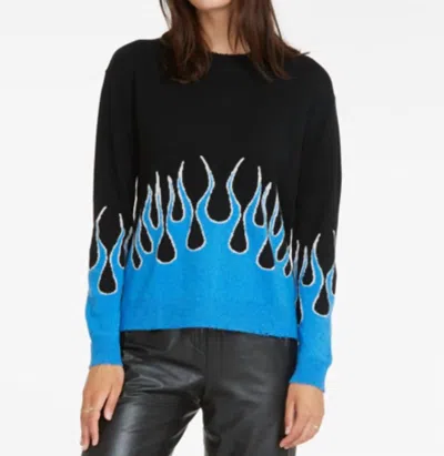 Autumn Cashmere Distressed Flame Crew Top In Maritime/black In Multi