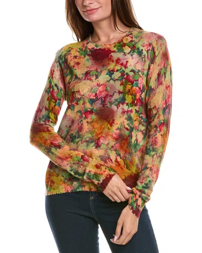 Autumn Cashmere Distressed Floral Print Cashmere Sweater In Red