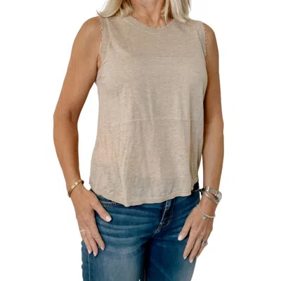 Autumn Cashmere Distressed Lightweight Cashmere Tank Top In Twine In Brown