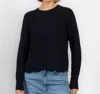 Autumn Cashmere Distressed Scallop Shaker Sweater In Navy Blue In Black
