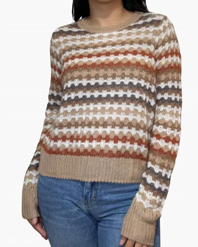 Autumn Cashmere Fancy Stitch Crew Neck Sweater In Trench Multi In Brown