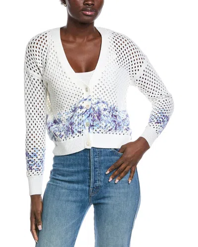Autumn Cashmere Floral Mesh Cardigan In White